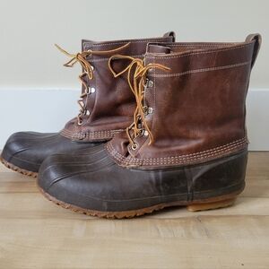 LL Bean Boot Men's Maine Hunting Shoe Brown Leather Unlined 8" Size 14 Vintage